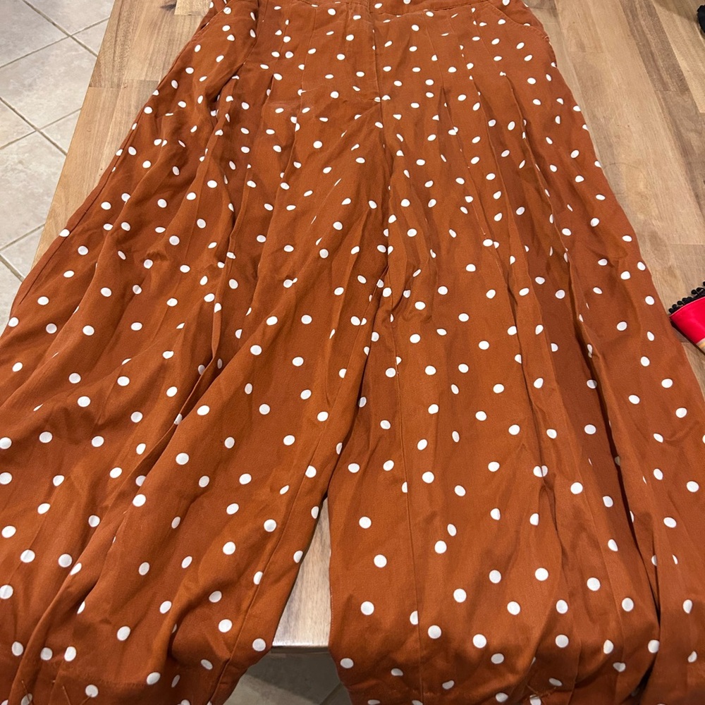 Anthropologie Brown and White Wide Leg Pants